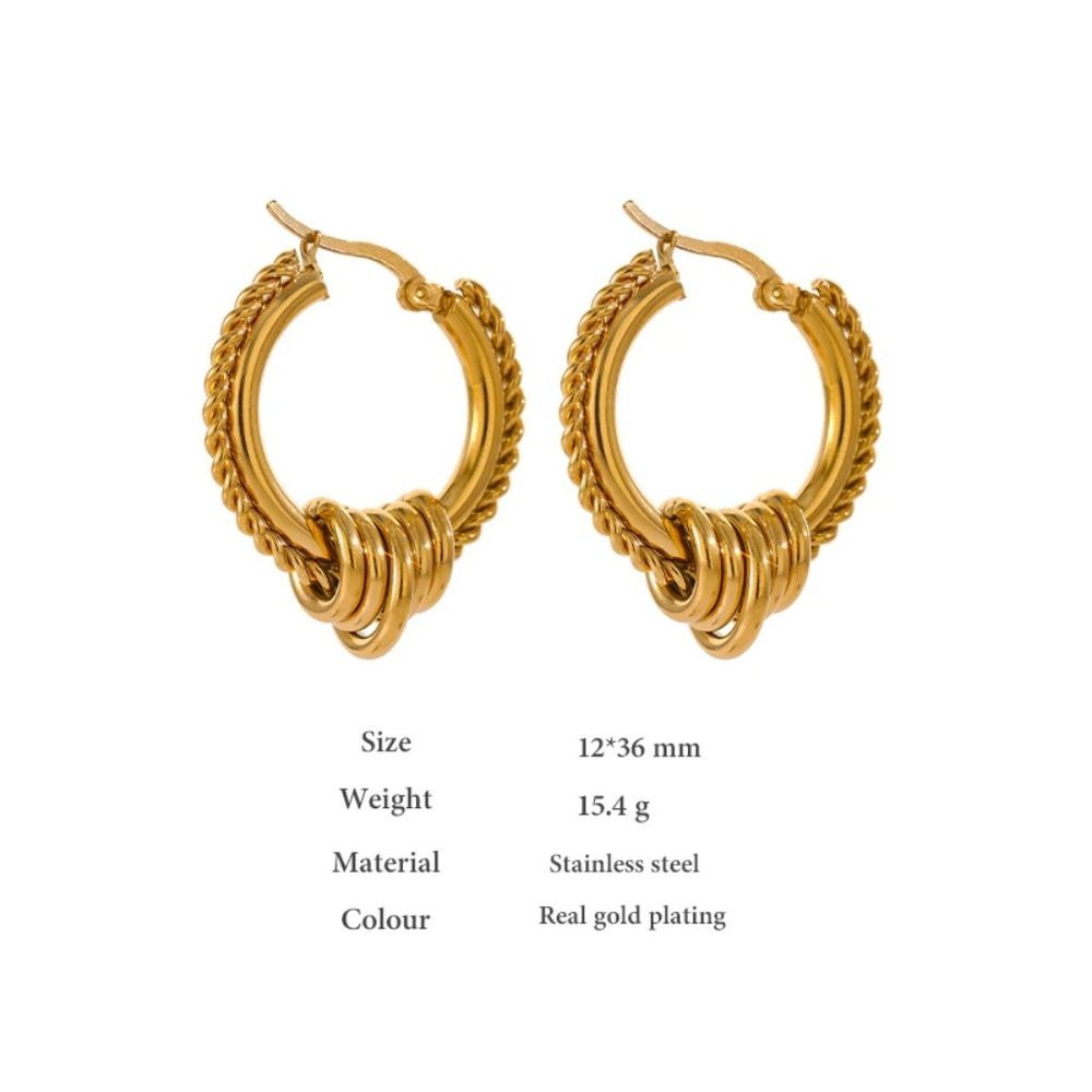 NEW 18K Gold Plated Braided Hoops Earrings - Picture 8 of 8